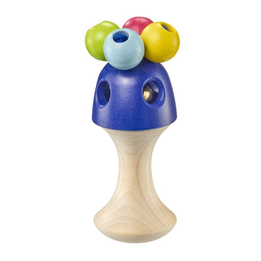 Selecta Girali Colori, Holz Stielgreifling mit Rassel aus verschiedem Glöckchen, 11 cm