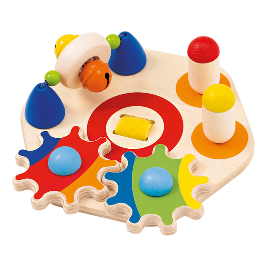 Minitivity, Motorikspielzeug mit Glöckchen aus Holz mit Klettverschluss, 14 cm