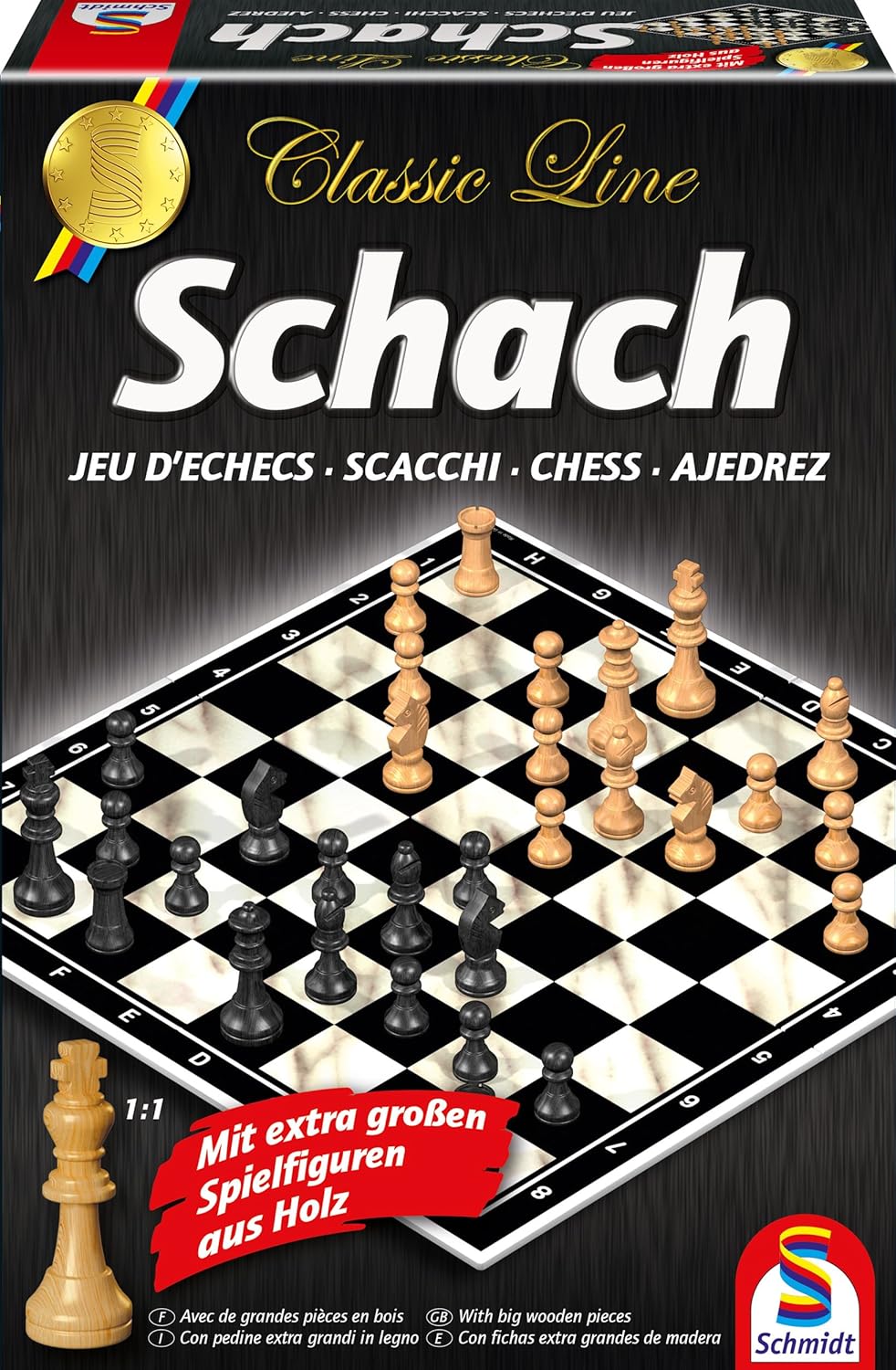 Schach mit extra großen Spielfiguren, Classic Line, Familienspiel