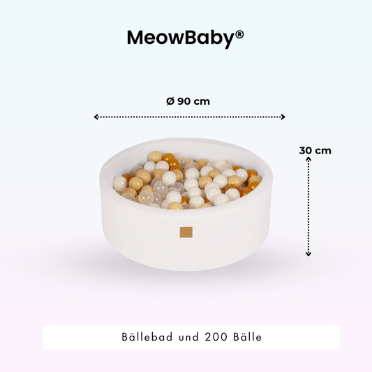 MeowBaby.de MeowBaby Schaumspielset Bouclé creme/weiß mit Bällebad, 200 Bälle