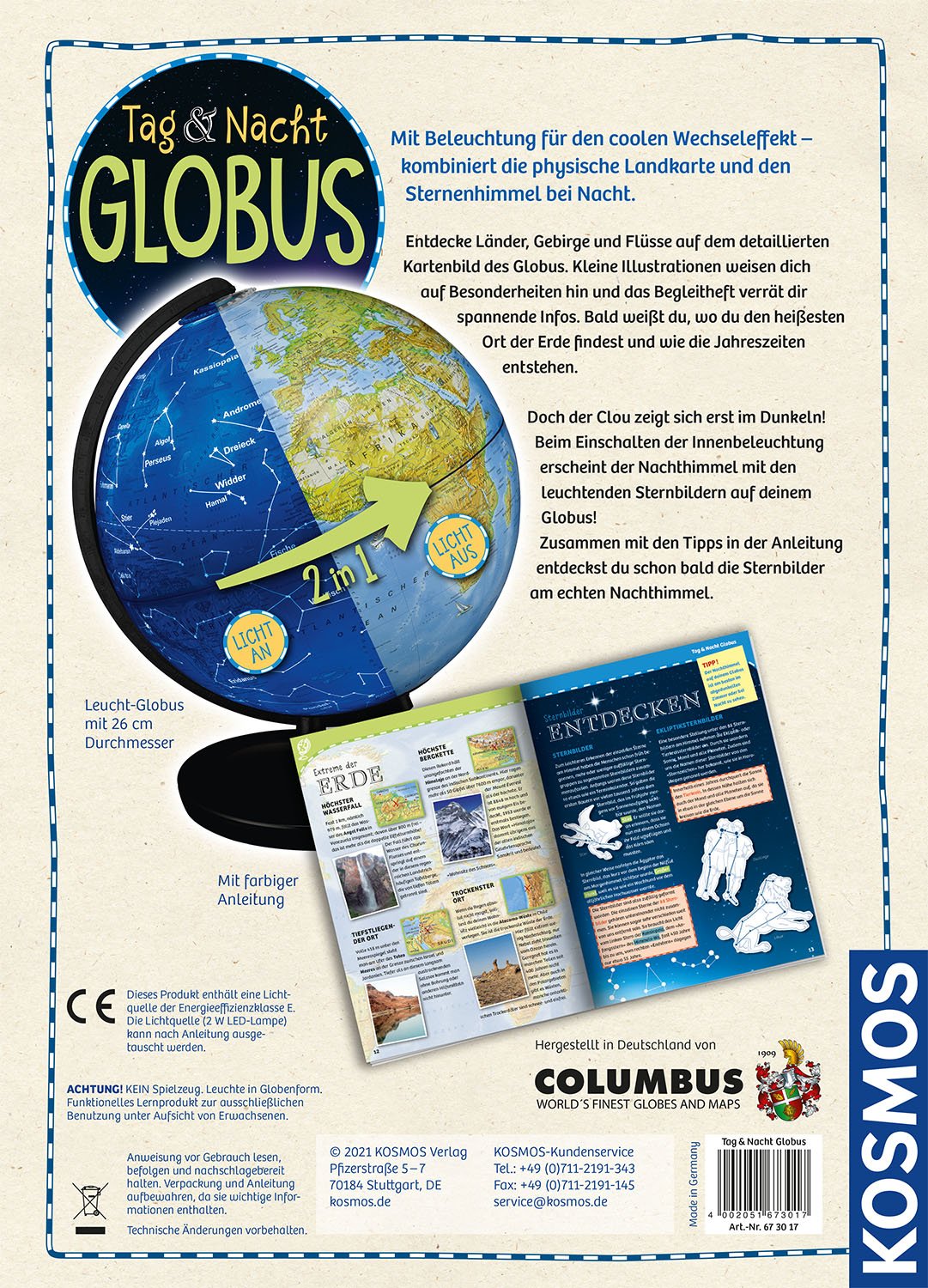 Kosmos Tag und Nacht Globus