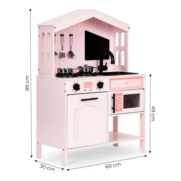 MeowBaby.de MeowBaby Montessori Holzspielküche mit Zubehör rosa