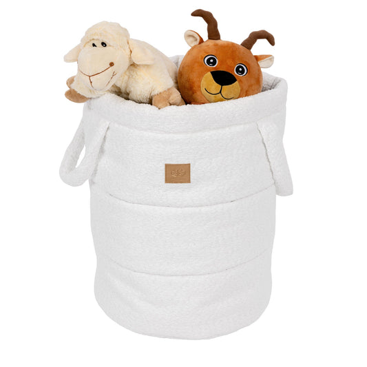 MeowBaby.de MeowBaby Spielzeugtonne Bouclé creme/weiß