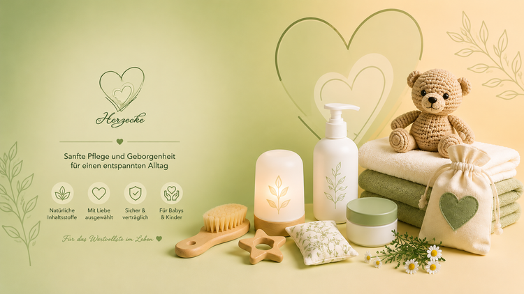 Babypflege und Wohlbefinden für Babys mit hochwertigen Pflegeprodukten, weichen Textilien und liebevollen Accessoires.