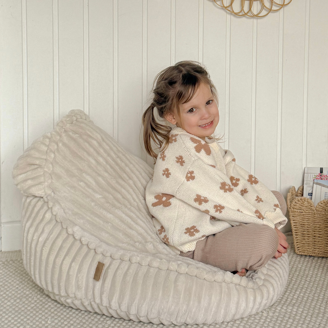 MeowBaby.de MeowBaby Kindersessel Bären-Sitzsack Churros - Plüschcord Edition