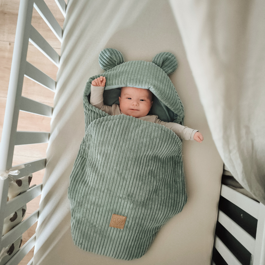 MeowBaby.de MeowBaby Einschlagdecke mit Bärenohren Classic Cord Edition