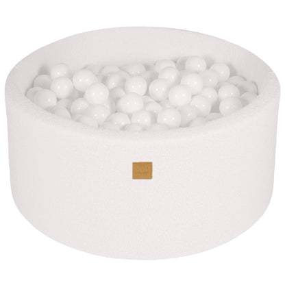 MeowBaby.de MeowBaby Bällebad Bouclé creme/weiß 90x40 cm, 300 Bälle - eigene Farbauswahl