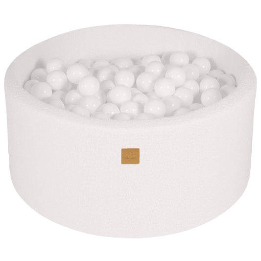 MeowBaby.de MeowBaby Bällebad Bouclé creme/weiß 90x40 cm, 300 Bälle - eigene Farbauswahl