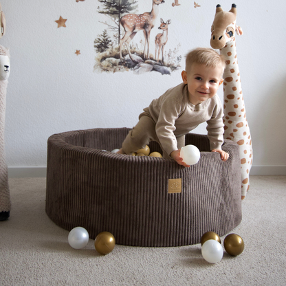 MeowBaby.de MeowBaby Bällebad Cord 90x30 cm, 200 Bälle - eigene Farbauswahl