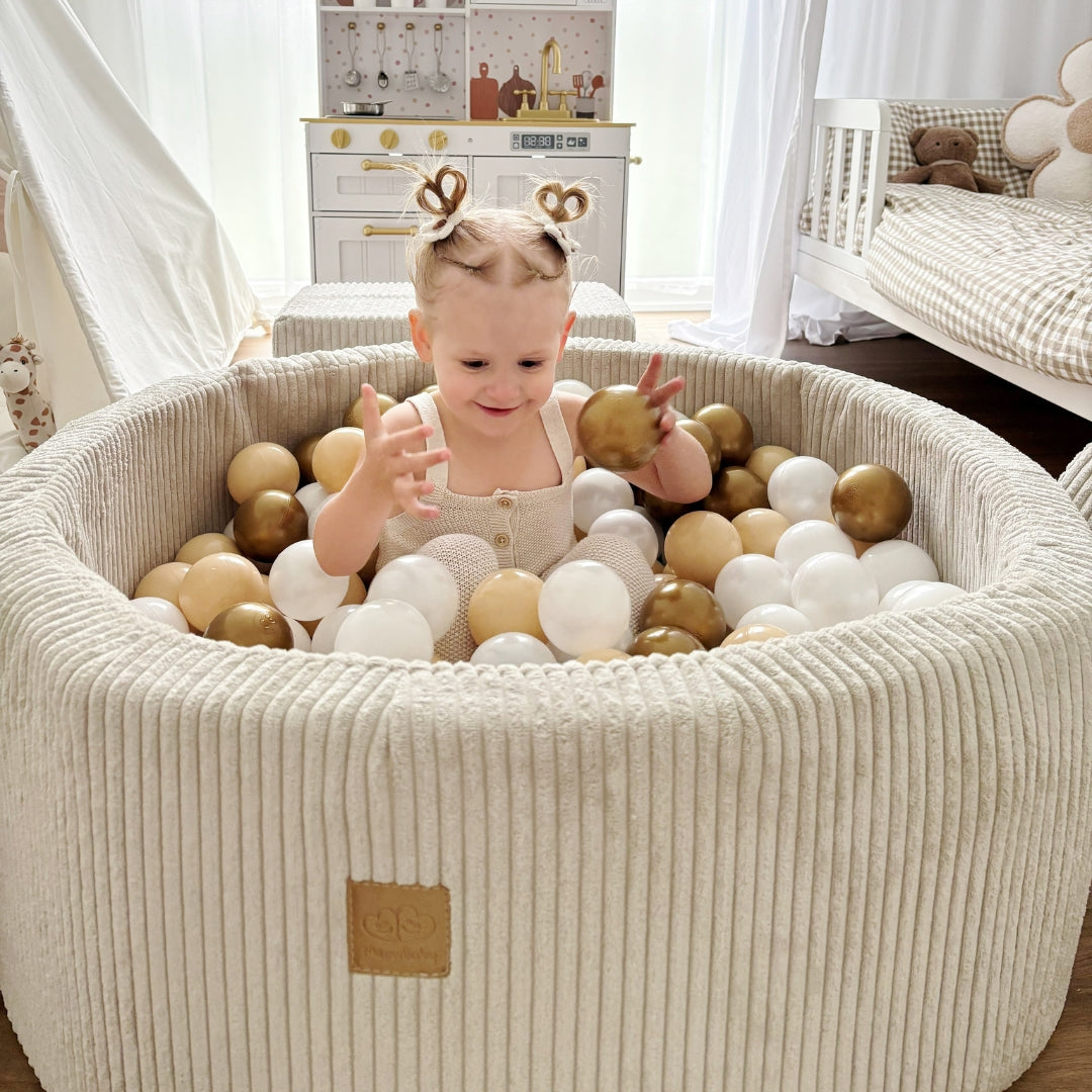 MeowBaby.de MeowBaby Bällebad Cord 90x30 cm, 200 Bälle - eigene Farbauswahl