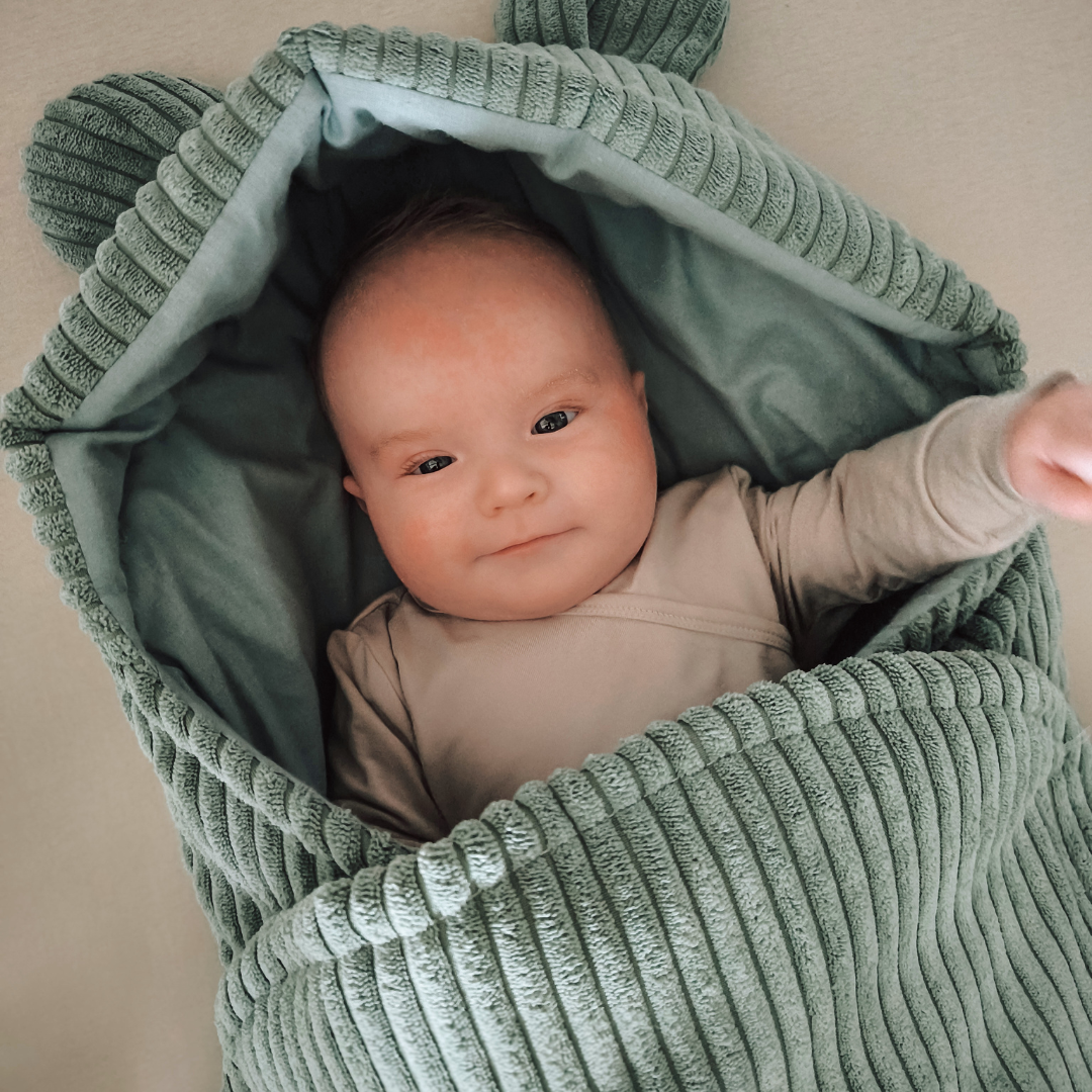MeowBaby.de MeowBaby Einschlagdecke mit Bärenohren Classic Cord Edition