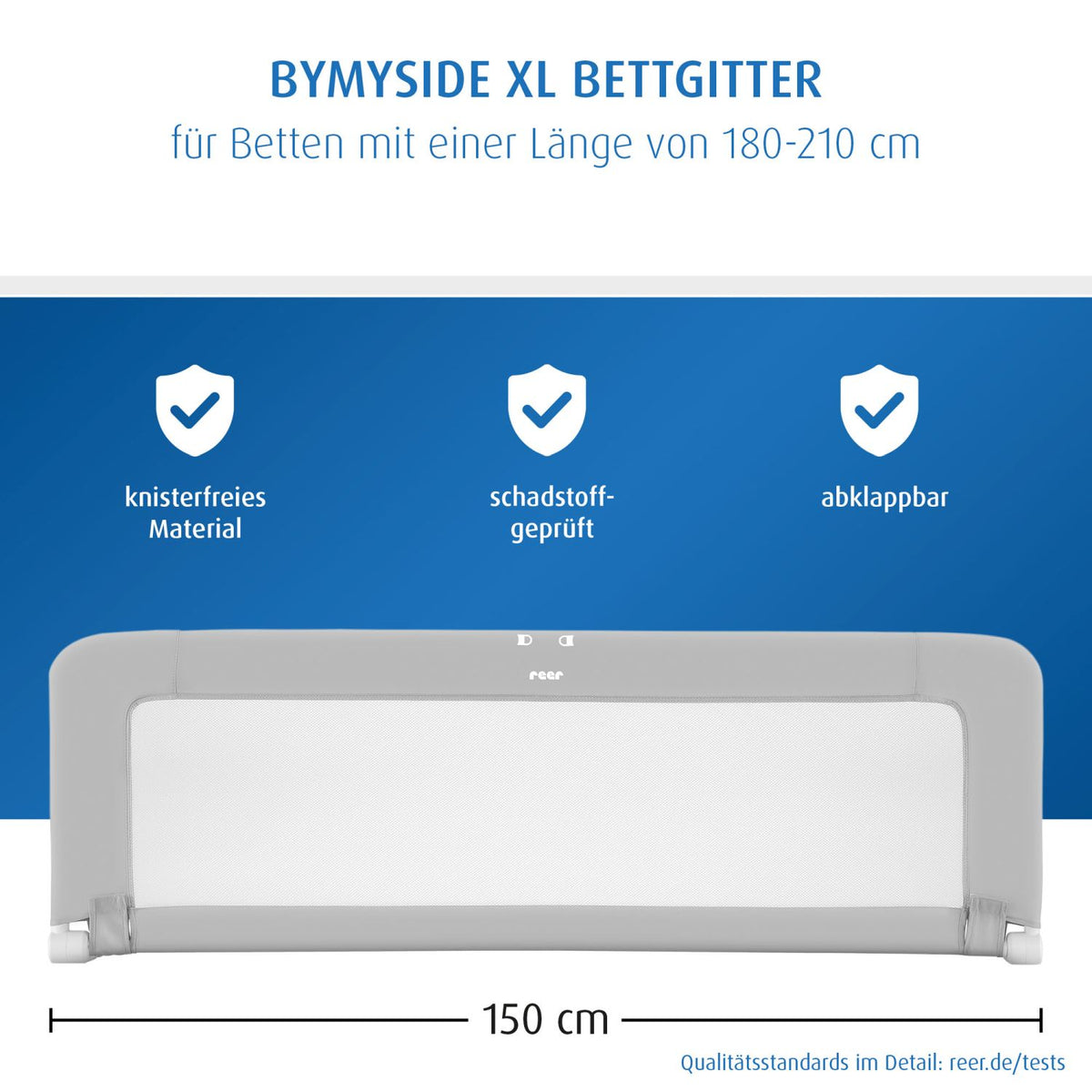 ByMySide Bettgitter, für Betten 180 cm - 210 cm, mit Abklappfunktion