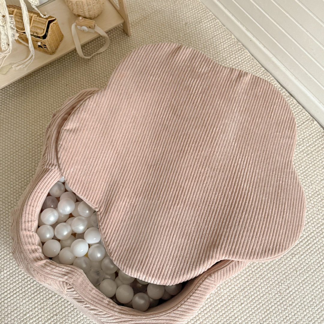 MeowBaby.de MeowBaby Bällebad Blümchen Cord 103x30 cm, 200 Bälle - eigene Farbauswahl