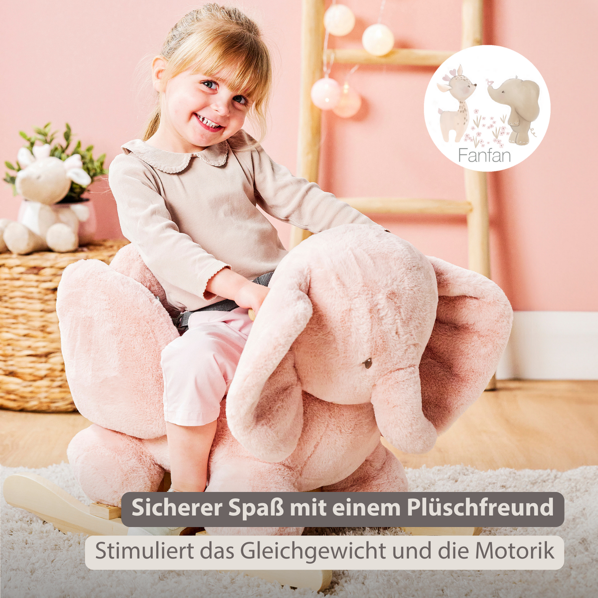 Nattou Schaukeltier Elefant FanFan Altrosa