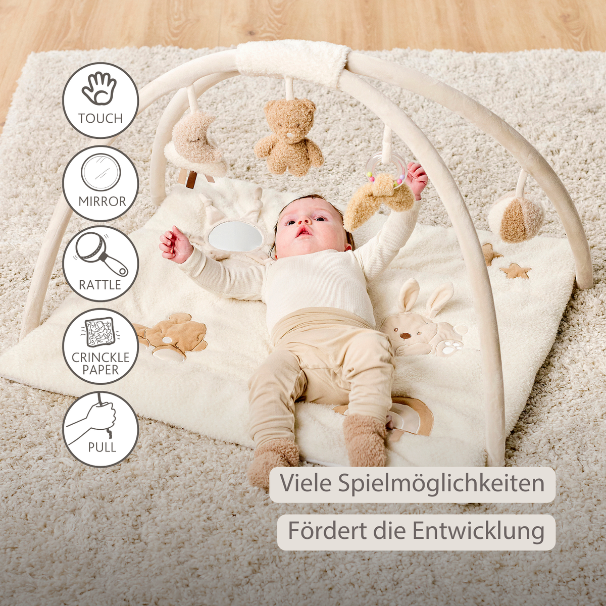 Nattou Spielmatte Teddy quadratisch mit Bögen 70x80 cm