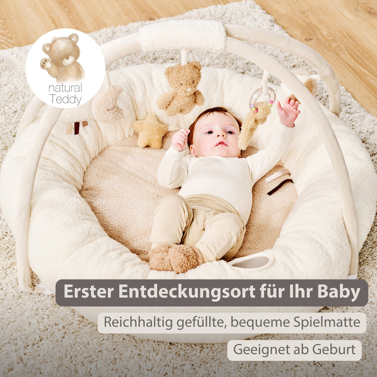 Nattou Spielkissen Teddy rund mit Bögen 90x90 cm