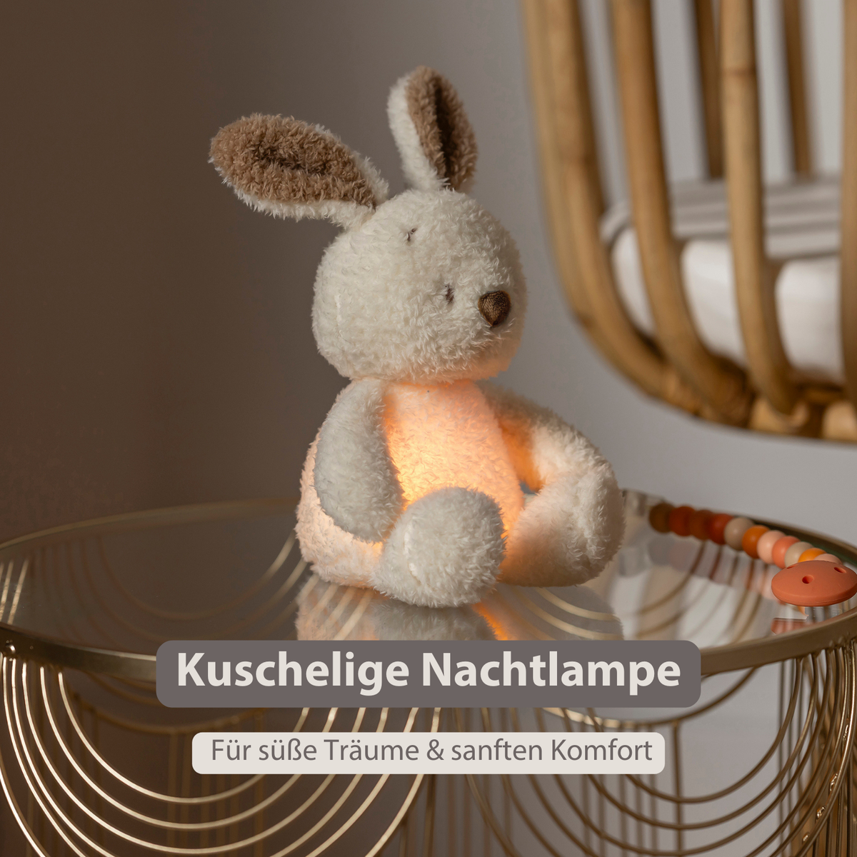 Nattou Mini-Kuscheltier Hase Nachtlicht Teddy Vanilla