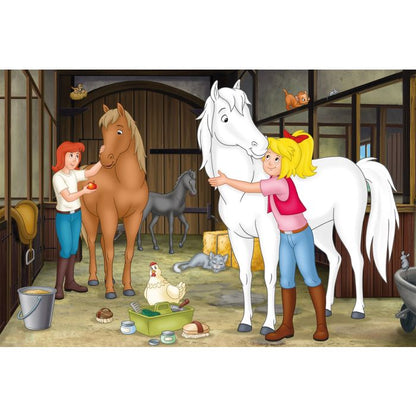 Bibi & Tina: Lila Puzzle-Box im Metallkoffer mit 4 Kinderpuzzles (2 x 100 und 2 x 150 Teile)