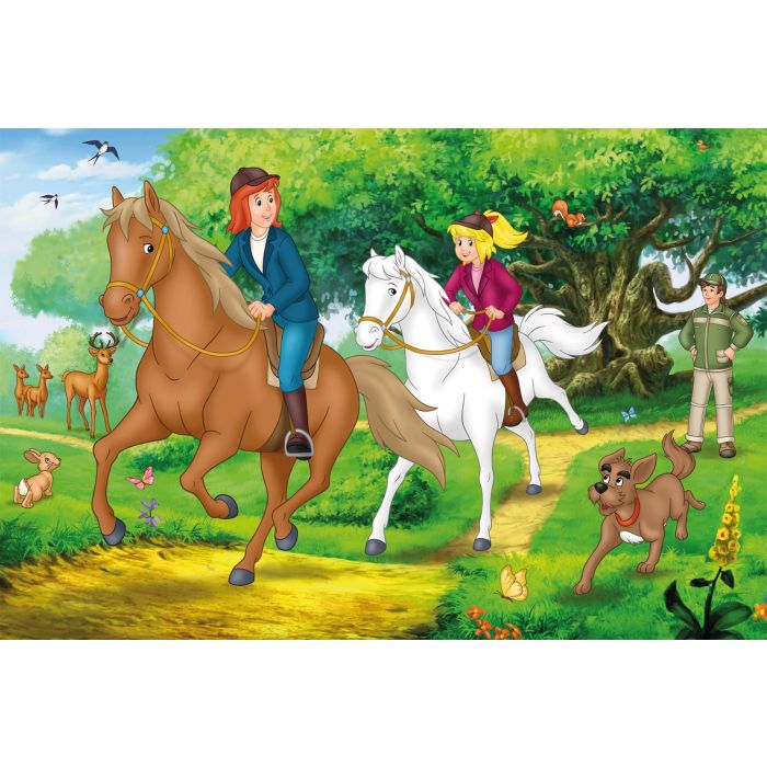 Bibi & Tina: Lila Puzzle-Box im Metallkoffer mit 4 Kinderpuzzles (2 x 100 und 2 x 150 Teile)