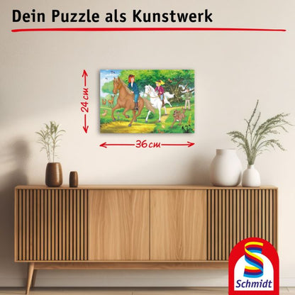 Bibi & Tina: Lila Puzzle-Box im Metallkoffer mit 4 Kinderpuzzles (2 x 100 und 2 x 150 Teile)