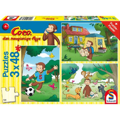 Coco der neugierige Affe - Mein Freund Coco, 3x48 Teile Kinderpuzzle