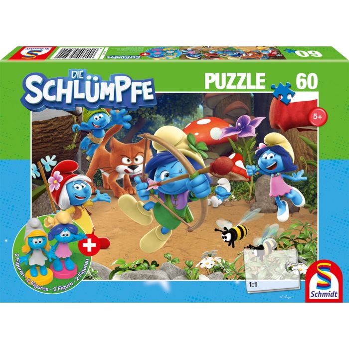Die Schlümpfe: Azrael in Schlumpfhausen, 60 Teile Kinderpuzzle mit Add-on