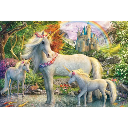 Einhornstute mit zwei Fohlen, 200 Teile, Eco-Friendly, Gras Kinderpuzzle