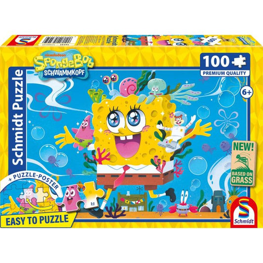 SpongeBob Schwammkopf: Abenteuer in Bikinibottom, 100 Teile, Eco-Friendly, Gras Kinderpuzzle