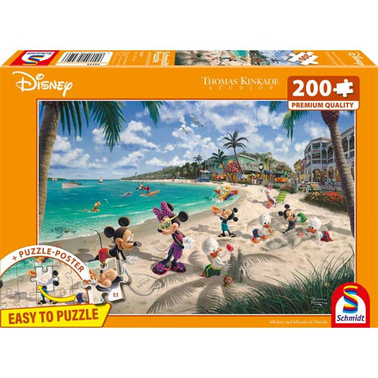 Thomas Kinkade Studios: Disney - Mickey and Minnie in Florida, 200 Teile, Eco-Friendly, Gras Puzzle