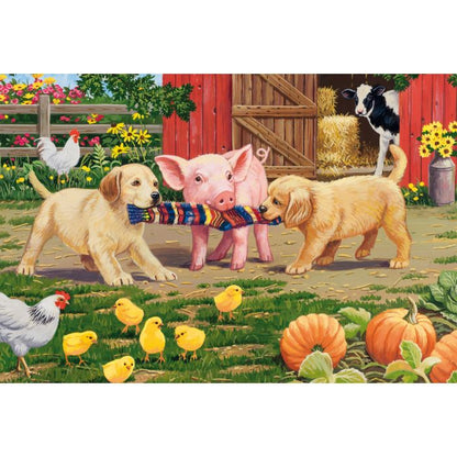 Tiere auf dem Bauernhof, 3 x 48 Teile, Grasfaser Kinderpuzzle