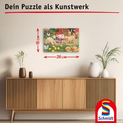Tiere auf dem Bauernhof, 3 x 48 Teile, Grasfaser Kinderpuzzle