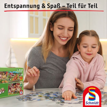 Tiere auf dem Bauernhof, 3 x 48 Teile, Grasfaser Kinderpuzzle