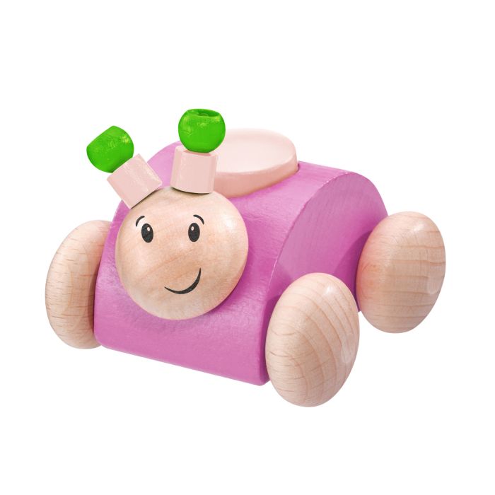 Selecta Rollina, Rollgreifling Käfer mit Quietsche aus Holz, Rosa, 7,5 cm