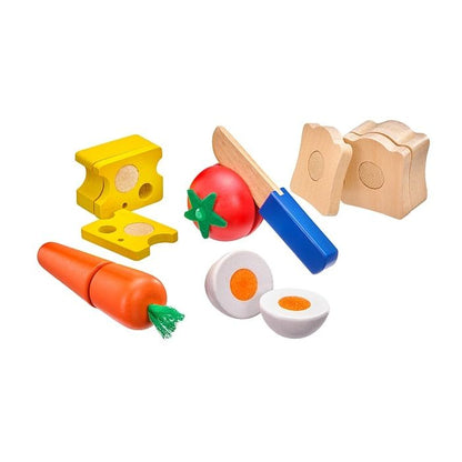 Picknick, Küchen-Spielzeugset, Klett und Schneidespielzeug aus Holz, 13 Teile