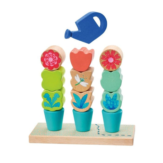 Selecta Tulips Garten: Steckspiel Blumen, Sortier-und Steckspiel aus Holz, 14 Teile