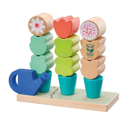 Selecta Tulips Garten: Steckspiel Blumen, Sortier-und Steckspiel aus Holz, 14 Teile