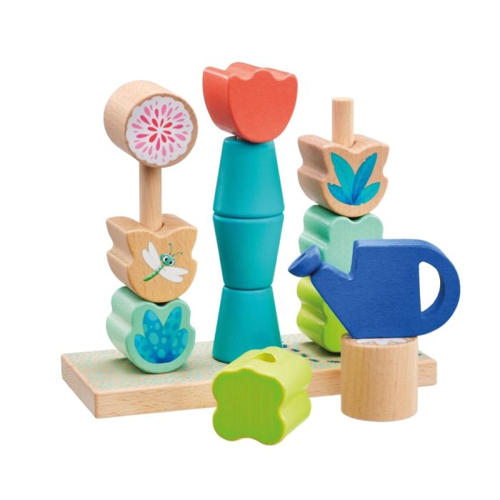 Selecta Tulips Garten: Steckspiel Blumen, Sortier-und Steckspiel aus Holz, 14 Teile