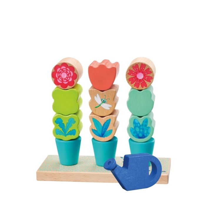 Selecta Tulips Garten: Steckspiel Blumen, Sortier-und Steckspiel aus Holz, 14 Teile
