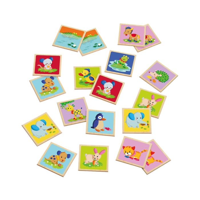 Memo Tiere, Bild-Paare finden, Legespiel aus Holz, 24 Teile