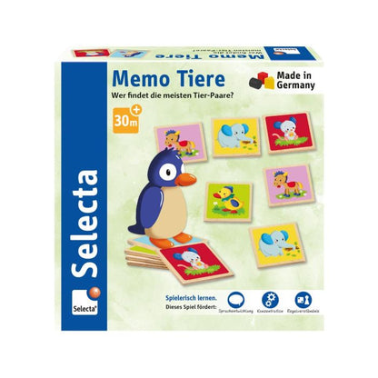 Memo Tiere, Bild-Paare finden, Legespiel aus Holz, 24 Teile
