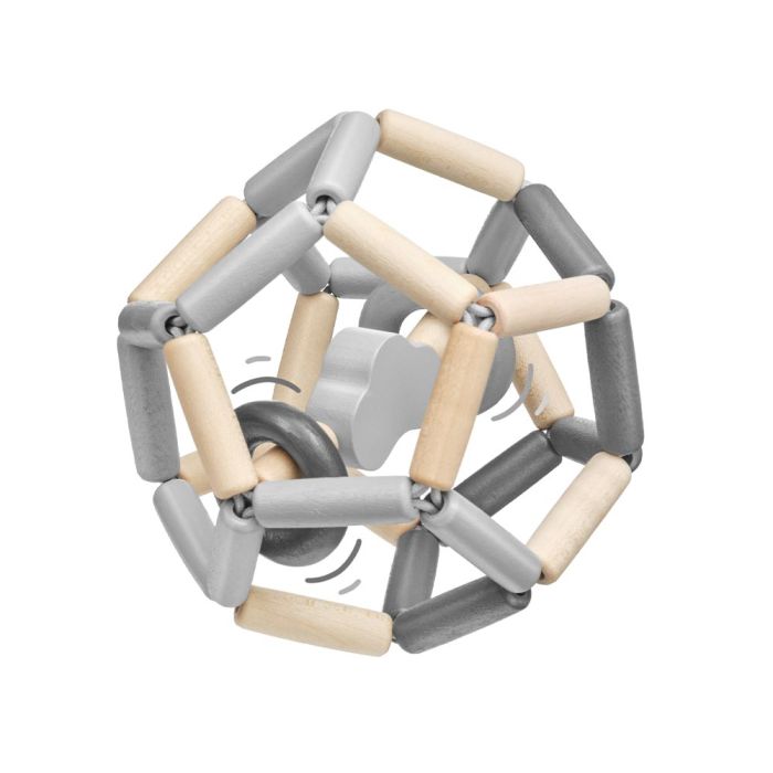 Selecta bellybutton Wolkentanz, elastischer Greiflingsball aus Holz mit Klapperringen, 11,5 cm