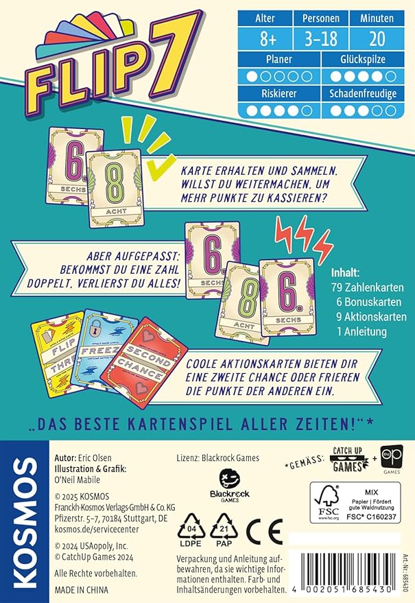 Kosmos Flip 7 Kartenspiel | Spiel des Jahres 2025 ab 8 Jahren