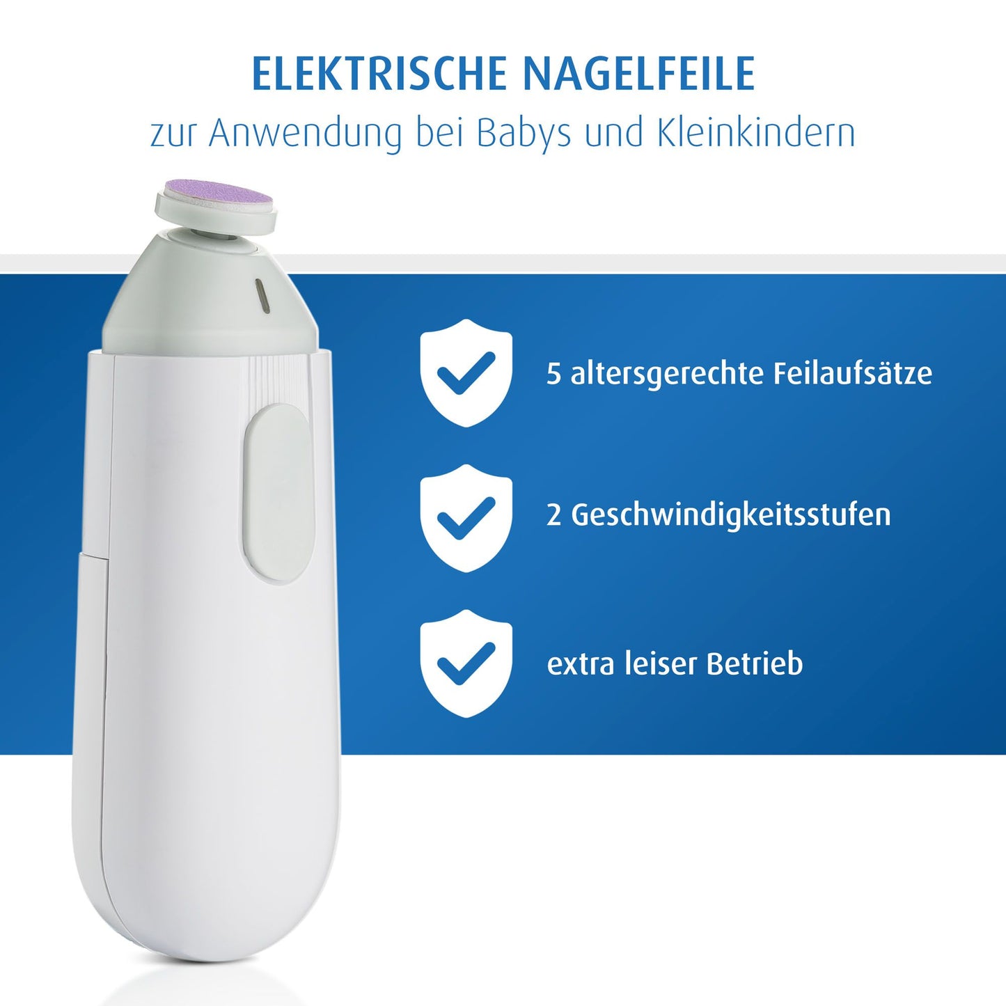reer BabyCare Elektrische Nagelfeile - Sanfte Pflege für Baby-Nägel jeder Altersstufe
