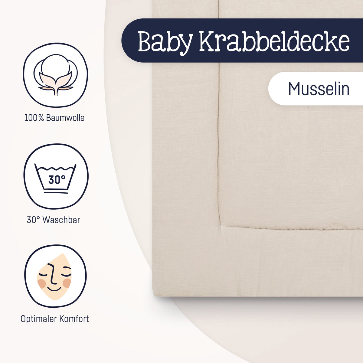 Julius Zöllner Krabbeldecke Musselin, Sand