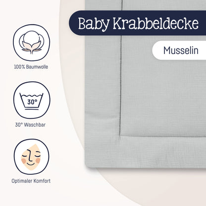 Julius Zöllner Krabbeldecke Musselin, Grau