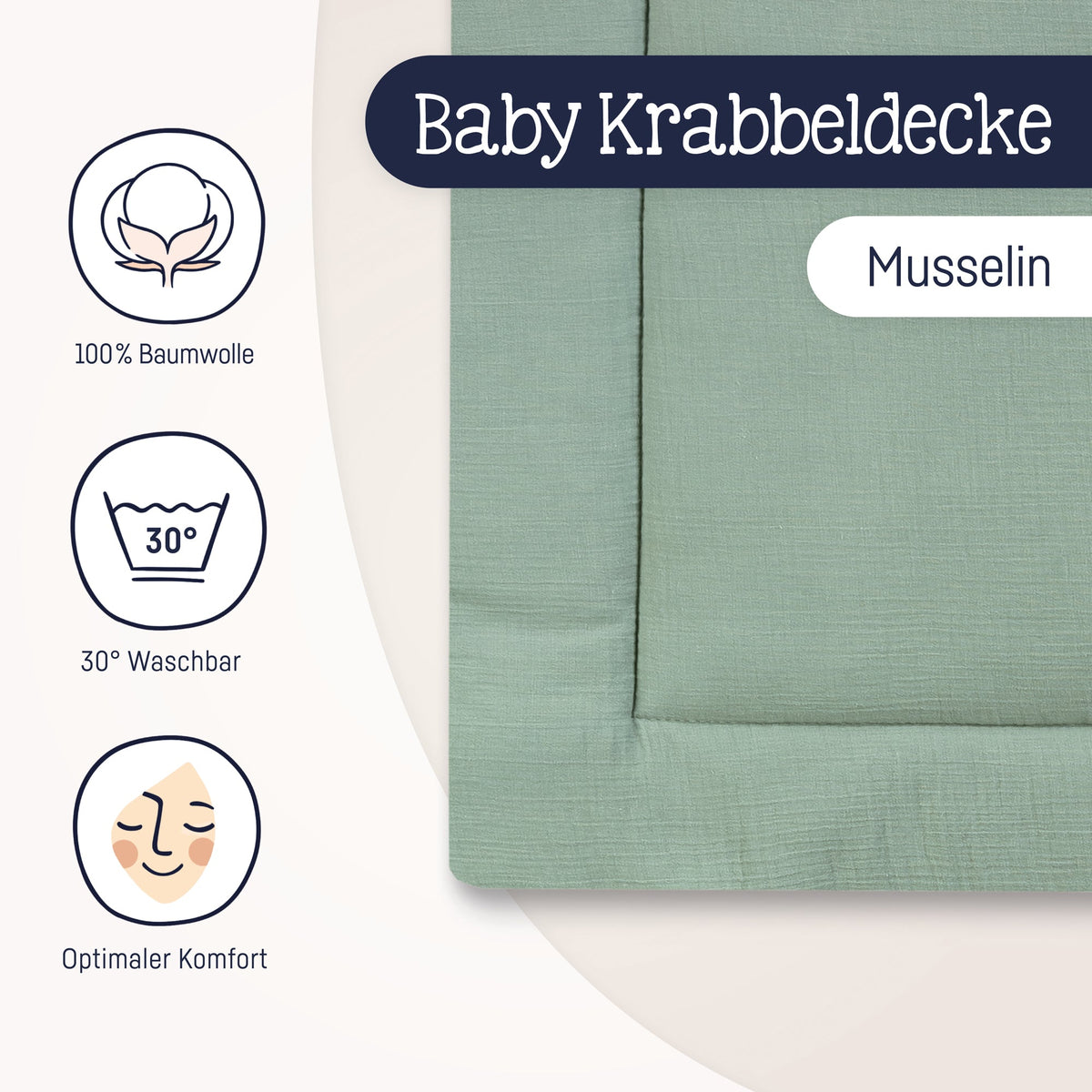 Julius Zöllner Krabbeldecke Musselin, Grün