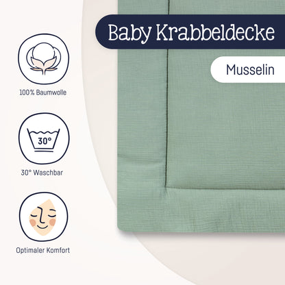 Julius Zöllner Krabbeldecke Musselin, Grün