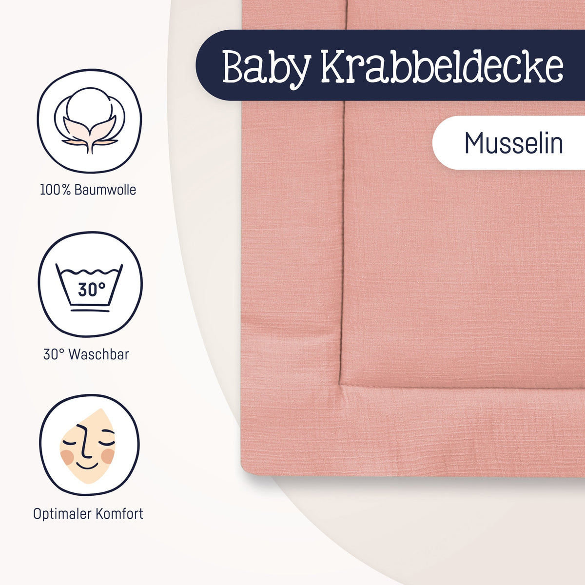 Julius Zöllner Krabbeldecke Musselin, Dusty Rose
