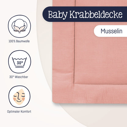 Julius Zöllner Krabbeldecke Musselin, Dusty Rose
