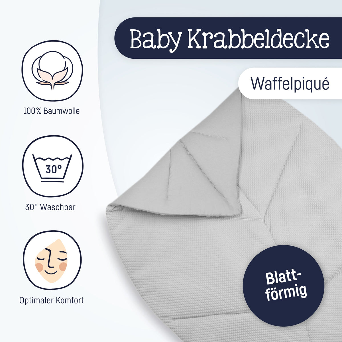 Julius Zöllner Krabbeldecke Blatt, Light Grey